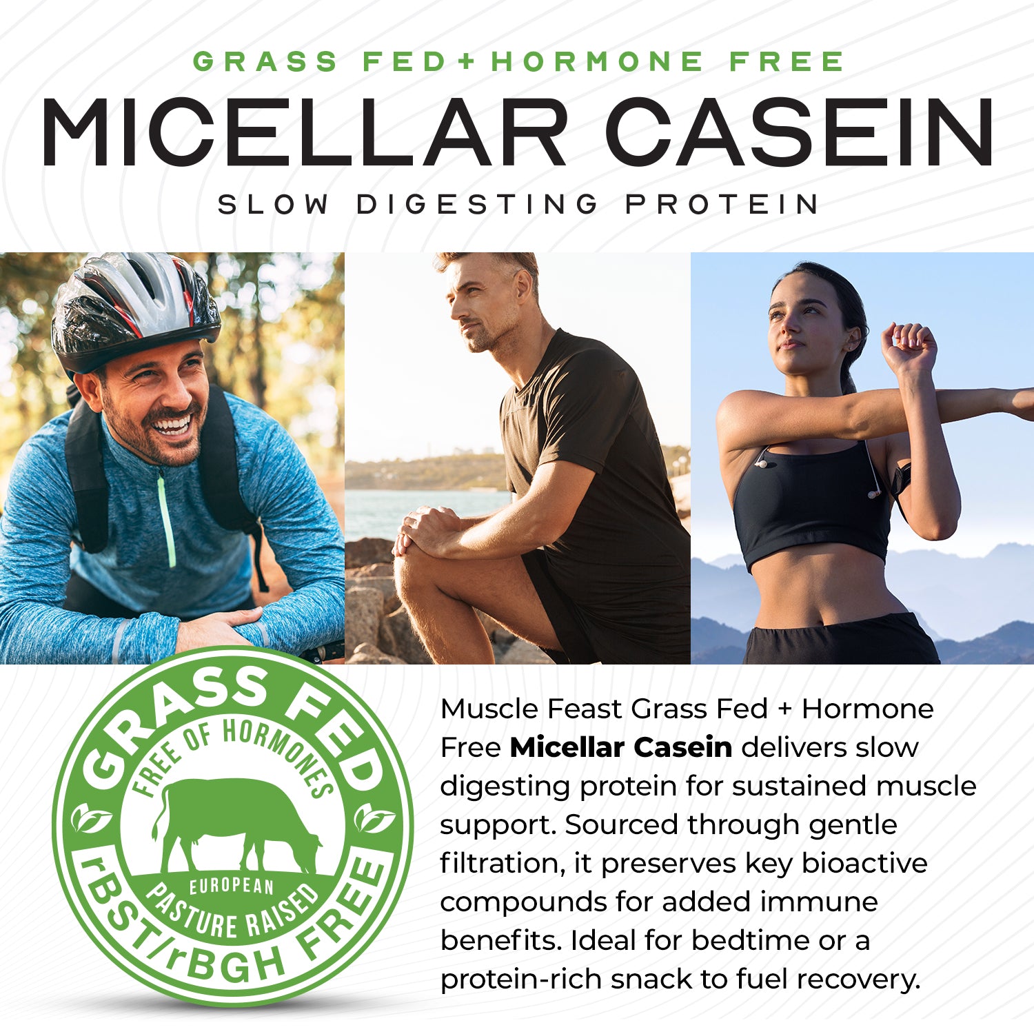 Micellar Casein Protein, All Natural Pasture Raised Hormone Free Soy Free