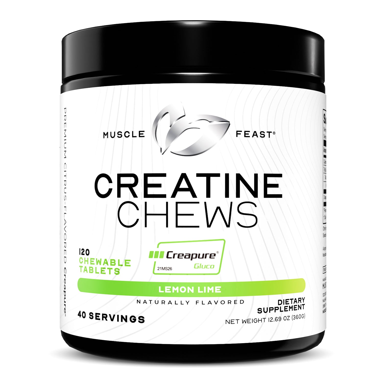 Vegan Creatine Monohydrate, Gluten-Free Creapure Chews, Lemon Lime