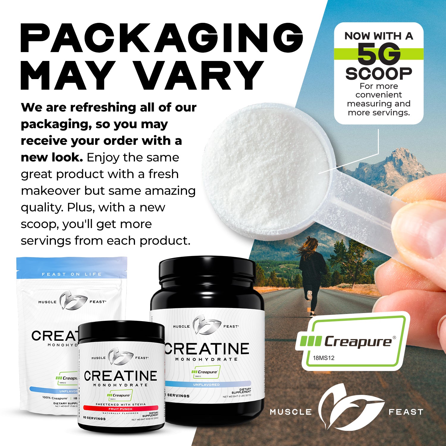 Creapure Creatine Monohydrate Powder, Vegan Keto Gluten-Free