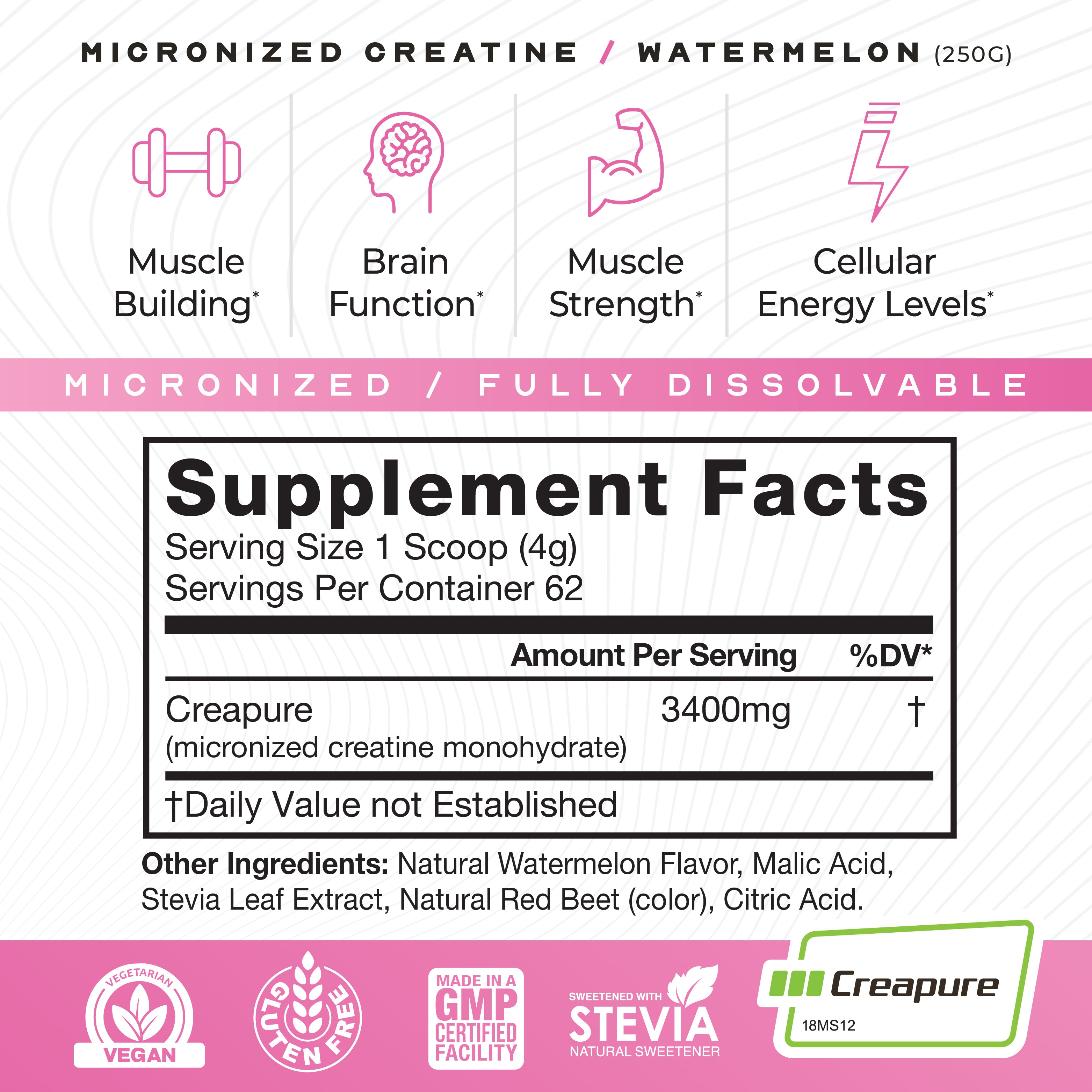 Creapure Micro - Micronized Creatine Monohydrate Powder | Premium Pre-Workout or Post-Workout | Easy to Mix, Gluten-Free, Safe and Pure