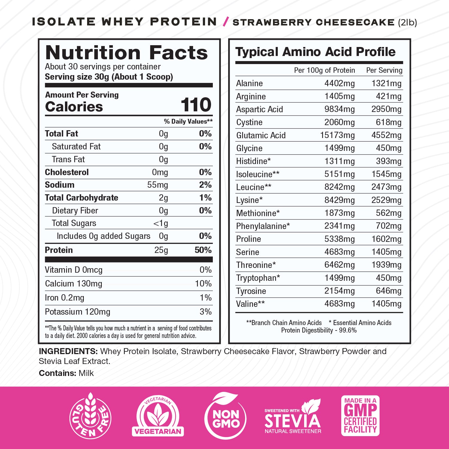 Whey Protein Isolate, Pasture Raised, Grass Fed, rBST/rBGH and soy free