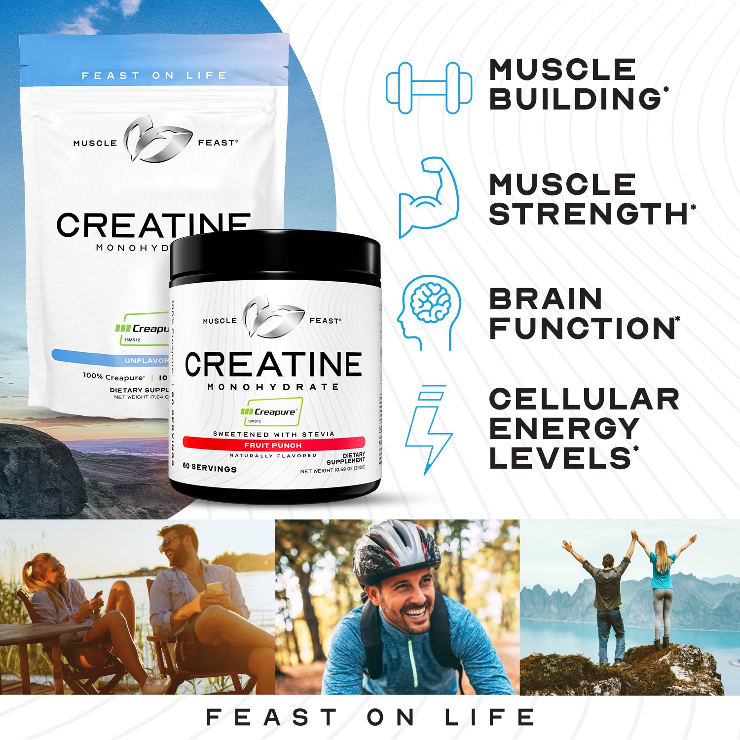 Creapure Creatine Monohydrate Powder, Vegan Keto Gluten-Free