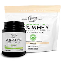 100% Whey + Creatine Candy Bundle: 1 100% Whey Protein (Vanilla, 5lb) + 1 Creatine Candy (Lemon Lime, 360) | Premium Supplements, Vegetarian, Gluten Free