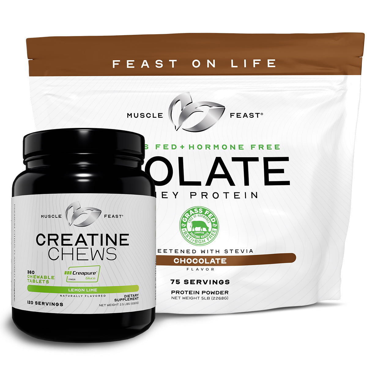 Isolate + Creatine Candy Bundle: 1 Whey Protein Isolate (Chocolate, 5lb) + 1 Creatine Candy (Lemon Lime, 360) | Premium Supplements, Vegetarian, Gluten Free