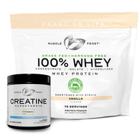 100% Whey + Creatine Bundle: (1) 100% Whey Protein (Vanilla, 5lb) + (1) Creatine Powder (Unflavored, 300g)